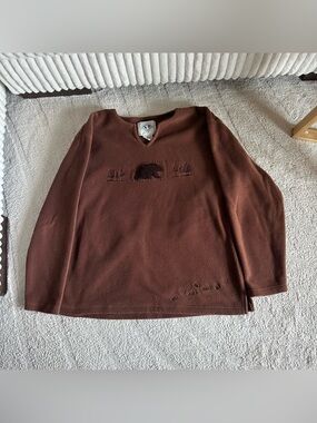 Arctic Image Women’s Vintage Brown Bear Fleece Sweater
